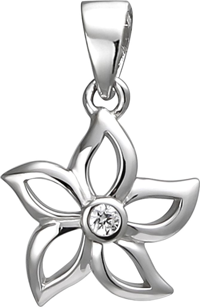 Anhänger Blume 925 Sterling Silber 1 Zirkonia Silberanhänger