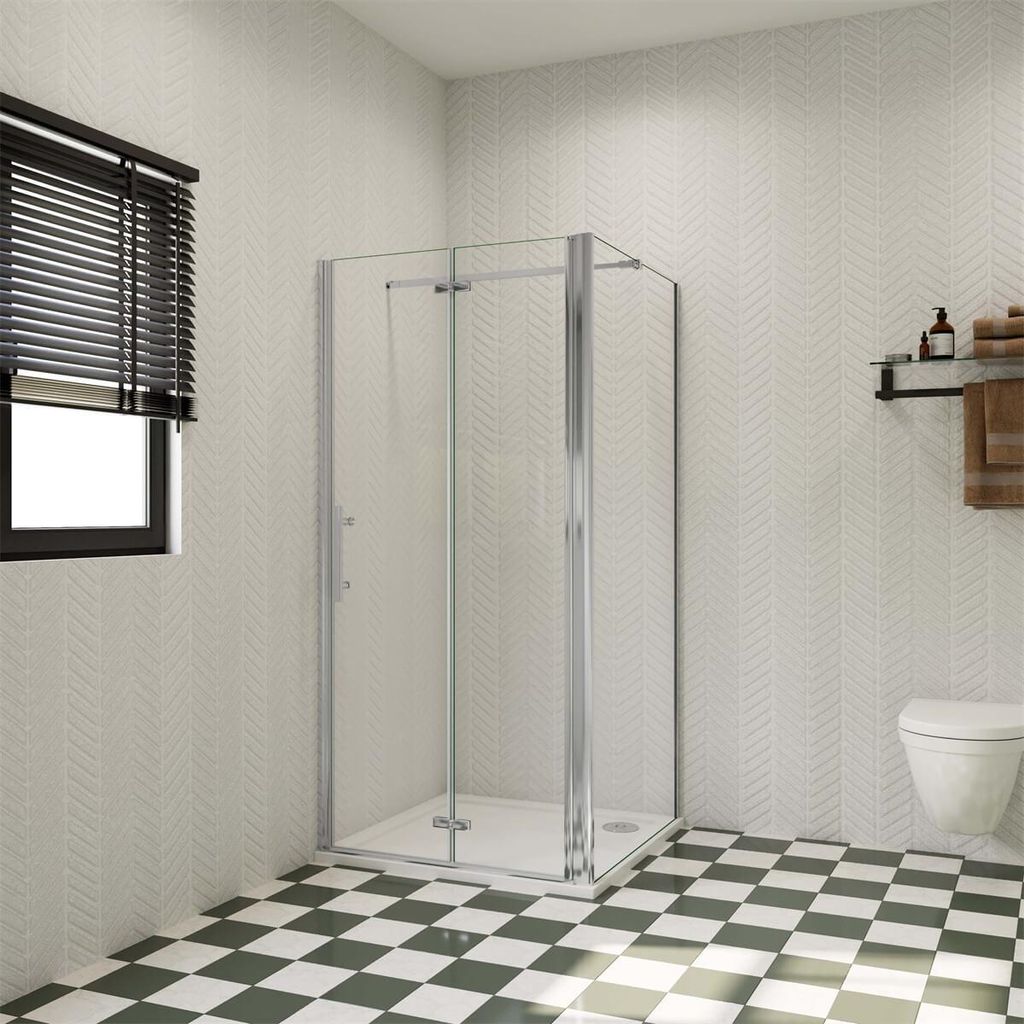 120x90cm 195cm Duschkabine Falttür Eckdusche Duschtür Scharniertür Nano Glas
