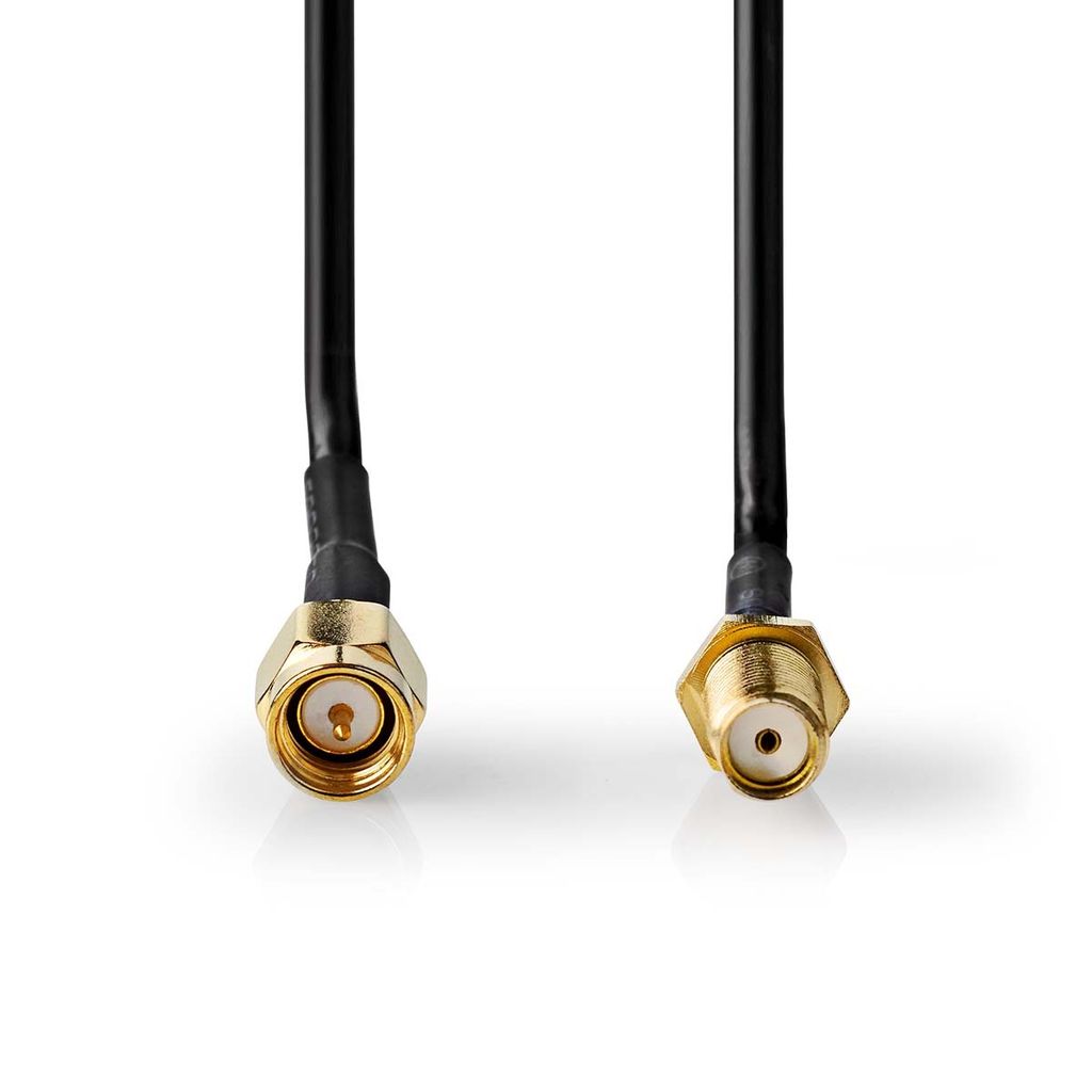 Nedis Antennenkabel - SMA-Stecker - SMA-Buchse - Vergoldet - 50 Ohm - Einzeln geschirmt - 2.00 m - Rund - PVC - Schwarz - Label