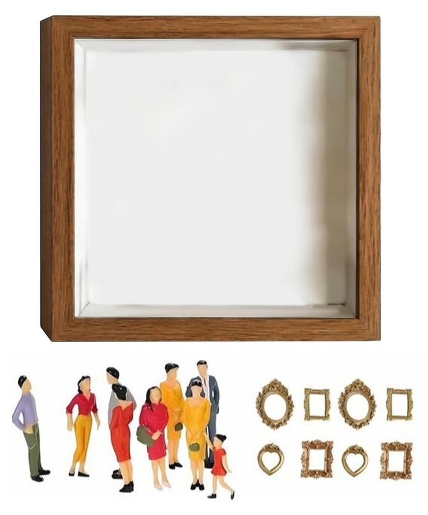 DIY Mini-Museum Silhouette Box Schattenbox DIY Familienfoto-Vitrine-Set mit Mini-Rahmen und Figuren für Erinnerungsstücke, Jubiläen und als Heim...