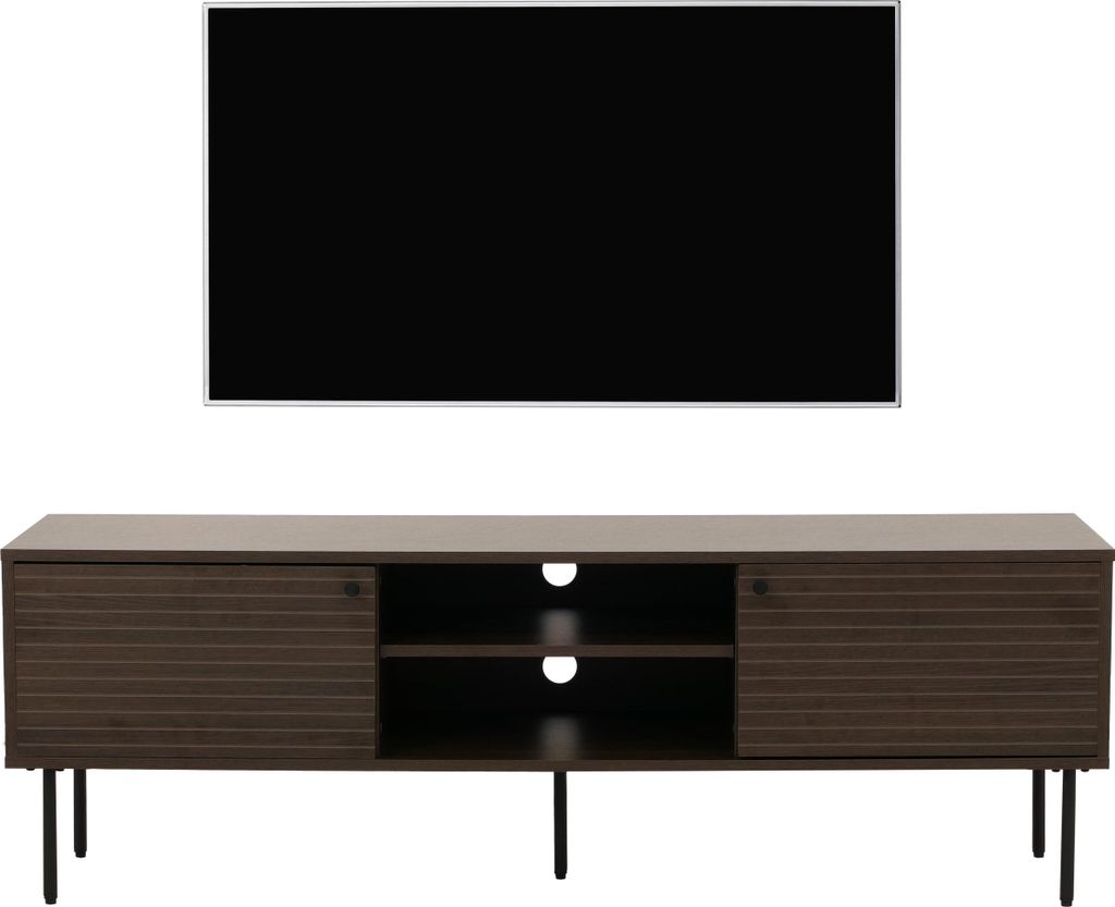 TV-Rack MCW-N78, Lowboard TV-Schrank, skandinavischer Stil Metall Holz Melamin MVG 50x150x40cm dunkelbraun