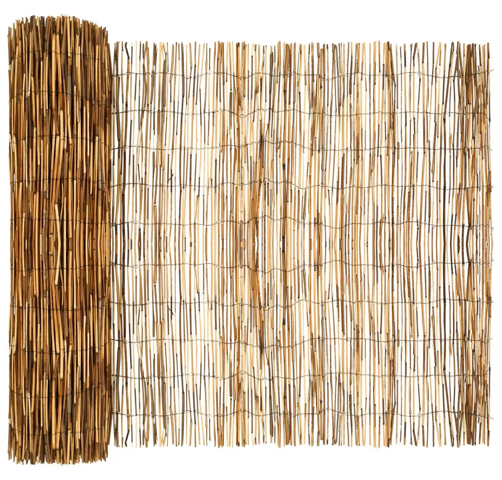 Clôture de jardin carbonisée 500x100 cm bois de roseau résistant et déco