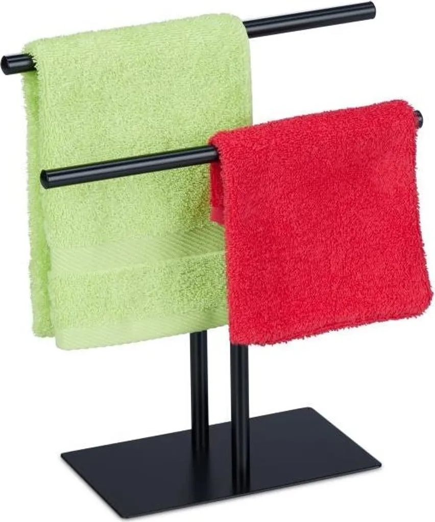 Portasciugamani Bagno Nero Doppio - 2 Aste Robuste per Tutta la Famiglia