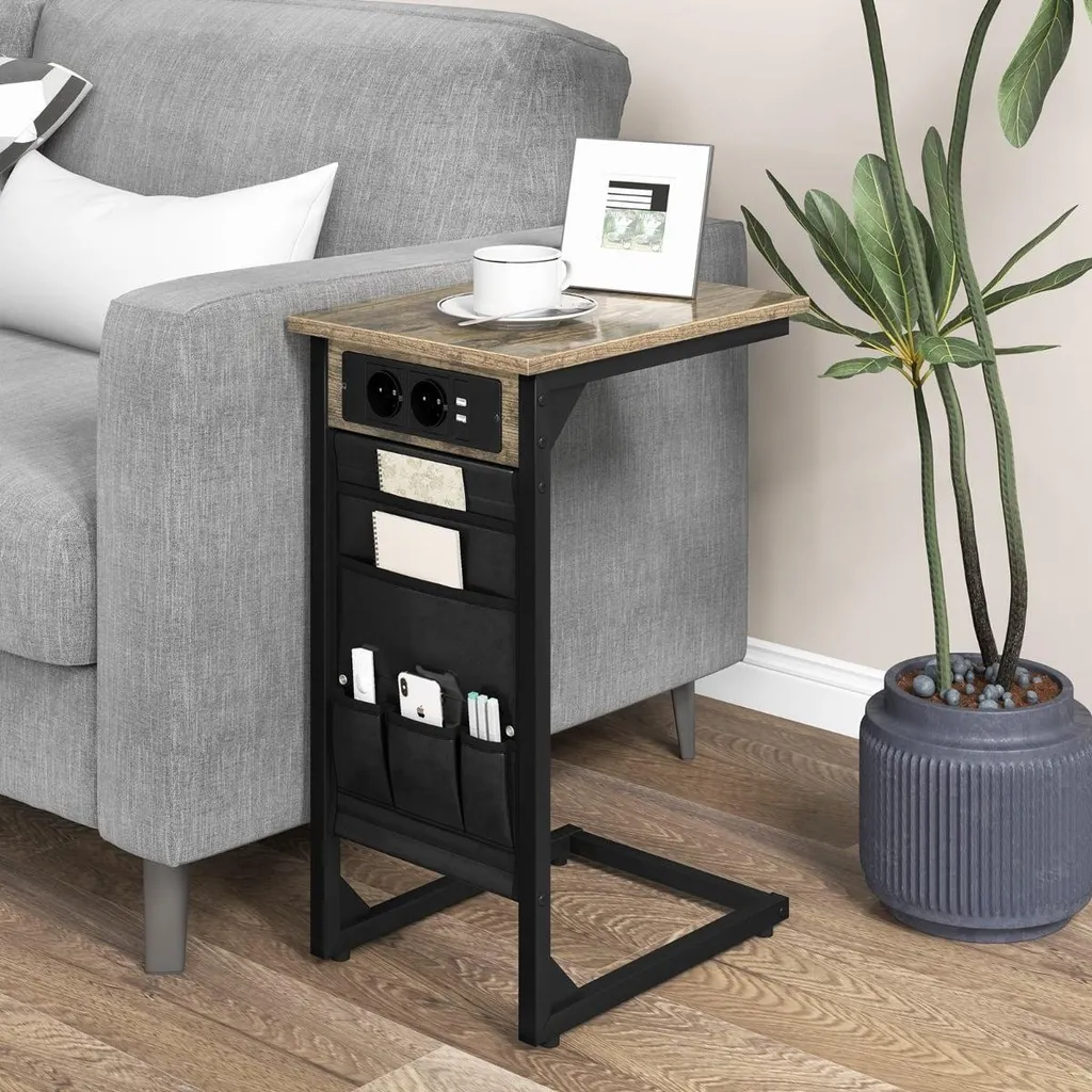 Table de canapé en C idéale pour télétravail avec prise USB - 2