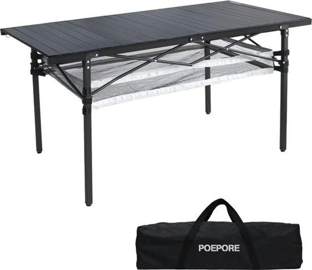Table de jardin pliante 4 à 6 pers pour pique-nique et camping en noir