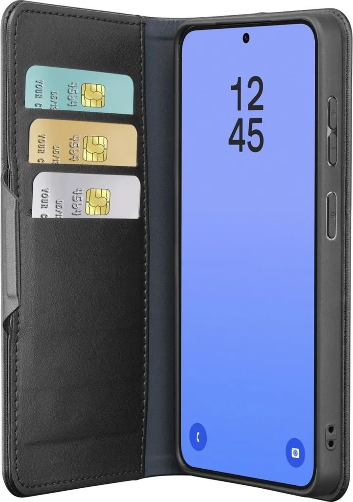 Étui Cellularline Book Agenda 2 fin en simili cuir noir avec rangements