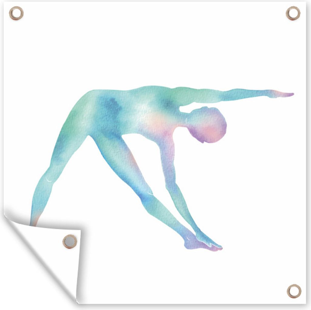 MuchoWow 40x30 cm Outdoor-Poster Gartendeko Sichtschutz Garten Poster für den Garten Yoga - Blau - Lila
