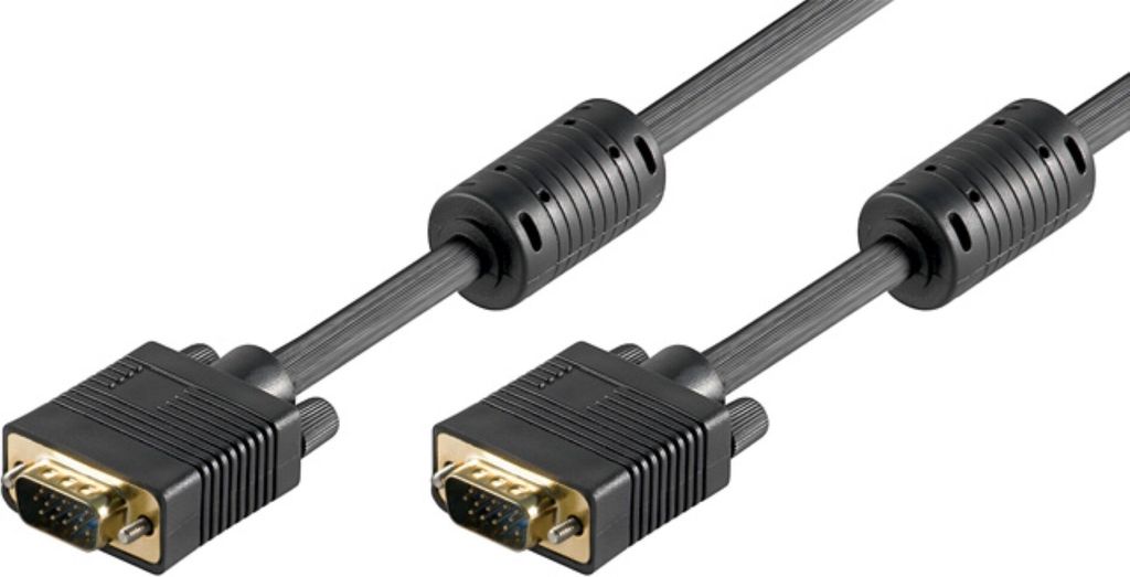 Goobay 50491 Full HD SVGA Monitorkabel, vergoldet, 10 m, Schwarz - VGA-Stecker (15-polig) > VGA-Stecker (15-polig)