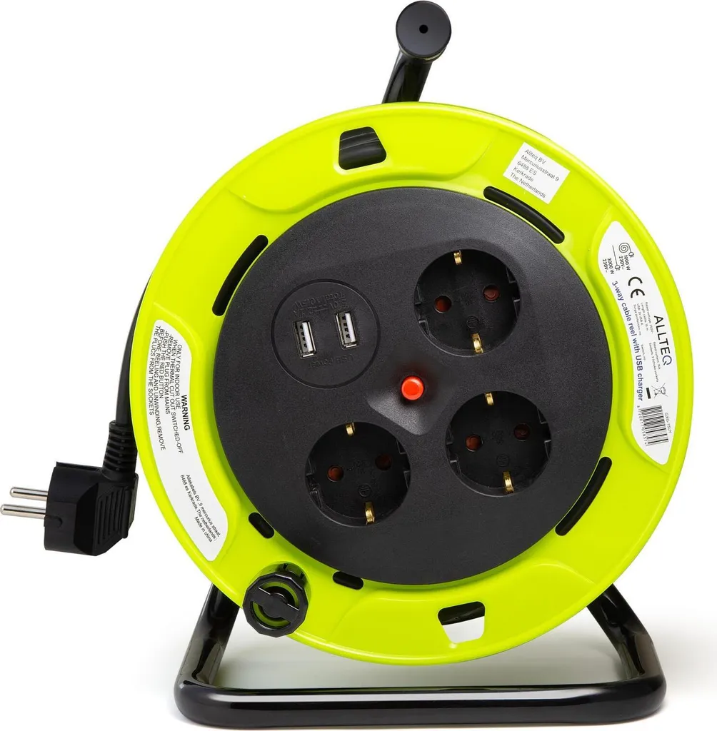 Allteq GXG-15UY Rallonge Électrique 15m Jaune 3 Prises 1,5mm² Intérieur