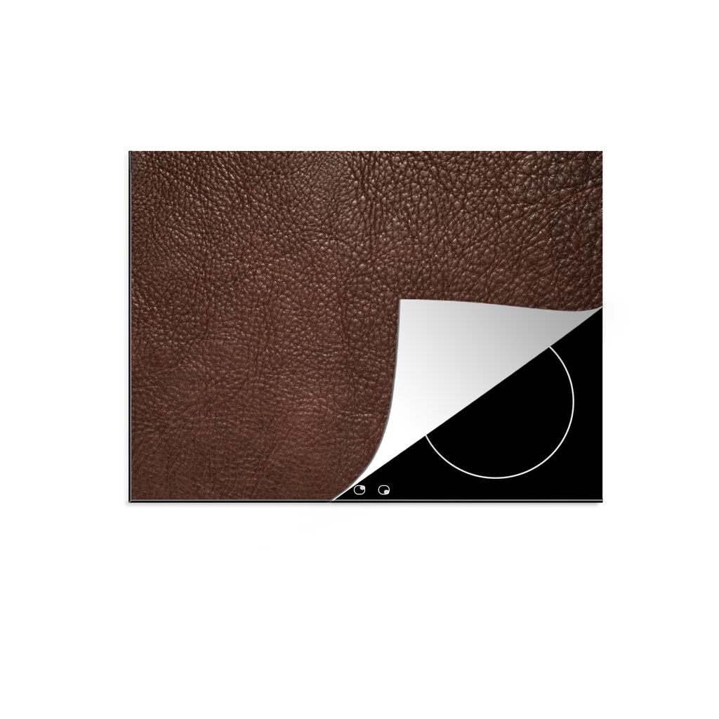 KitchenYeah Herdabdeckplatte Leder - Braun - Textur - Design - Lederoptik , 77x59cm, Küche Deko, Glaskeramikkochfeld Herdabdeckung, Abdeckplatte...