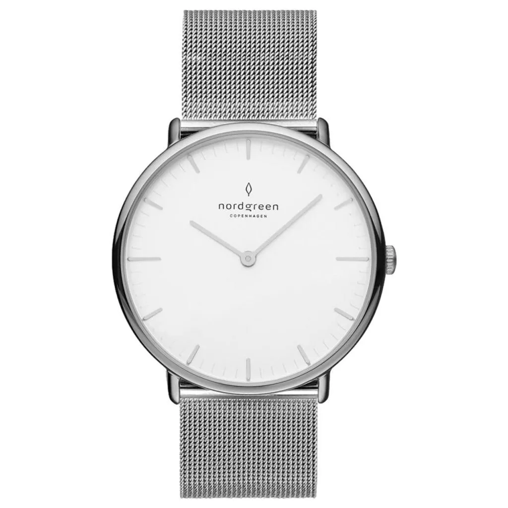 Montre Native Femme Nordgreen Bracelet Mailles Milanaises Argent Quartz