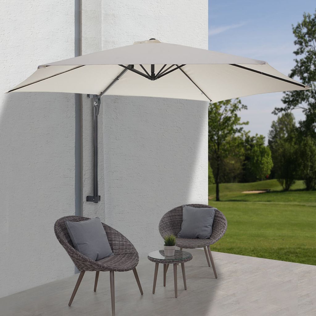 Nástěnný slunečník Casoria 3 m polyester hliník/ocel - krém Obrázek produktu 