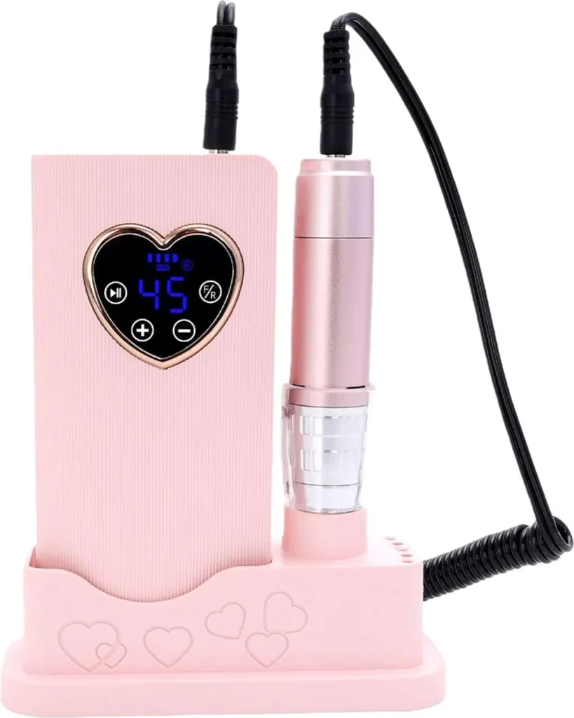 ZELURXX Ponceuse pour Ongles 45000 tr/min Rose avec Écran Tactile LED