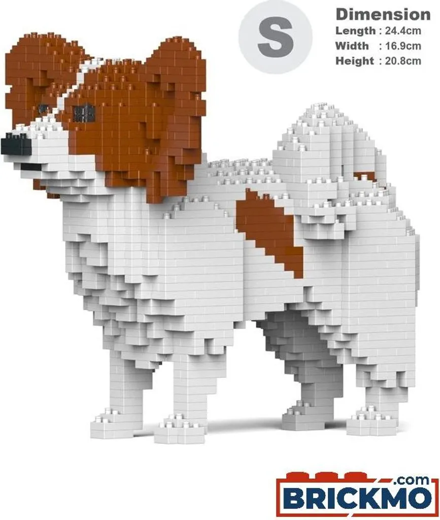 Puzzle 3D Chien Papillon en Briques JEKCA Modèle de Construction Adulte