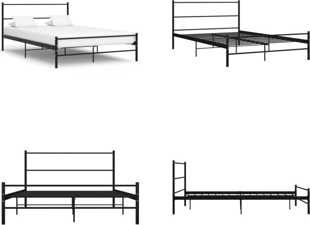 vidaXL Bettgestell Schwarz Metall 120x200 cm - Bettgestell - Bettgestelle - Bettrahmen - Bett