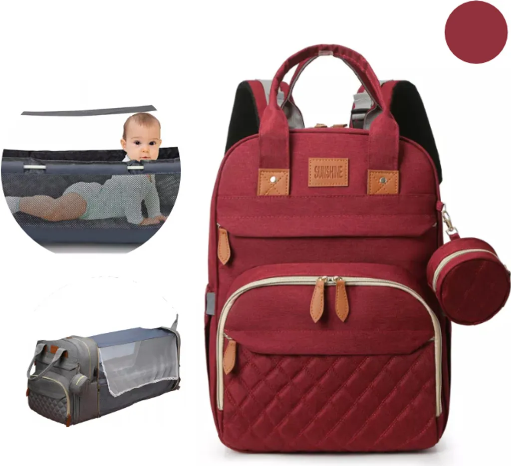 Borsa fasciatoio / zaino con culla, rosso