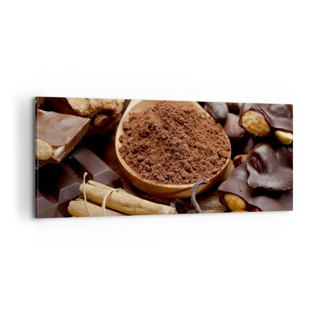 Bild auf Leinwand - Leinwandbild - Trinken gastronomie kakao schokolade - 100x40cm - Wand Bild - Wanddeko - Leinwanddruck - Bilder - Kunstdruck - L...