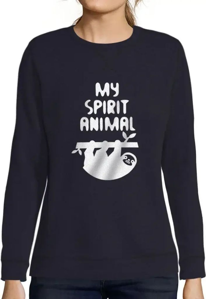 Damen Grafik Sweatshirt mit Aufdruck Faultier Ist Mein Geistiges Tier – Sloth Is My Spirit Animal – Öko-Verantwortlich Vintage Jahrgang Langar...