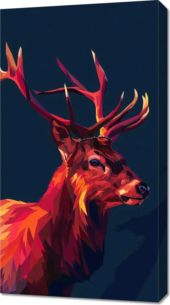 Tableau Cerf Géométrique 50x90 cm - Décoration Murale Design Scandinave