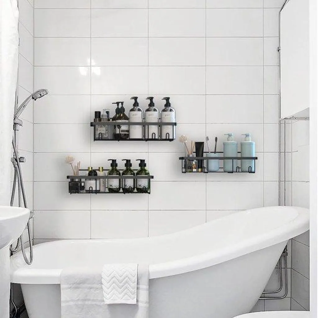 Serviteur de douche lot de 3 plateaux de rangement muraux pour cosmétiques