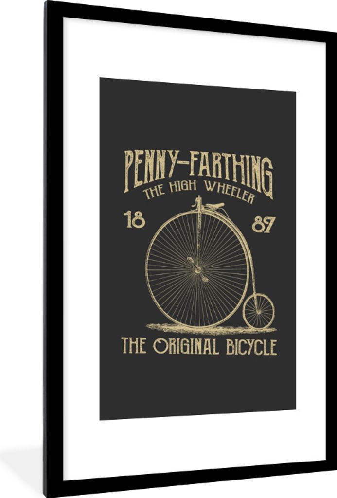 MuchoWow MuchoWow Gerahmtes Poster Fahrrad - Räder - Retro 60x90 cm - Poster mit zchwarzem Bilderrahmen - Dekoration - Wandposter Wohnzimmer -...