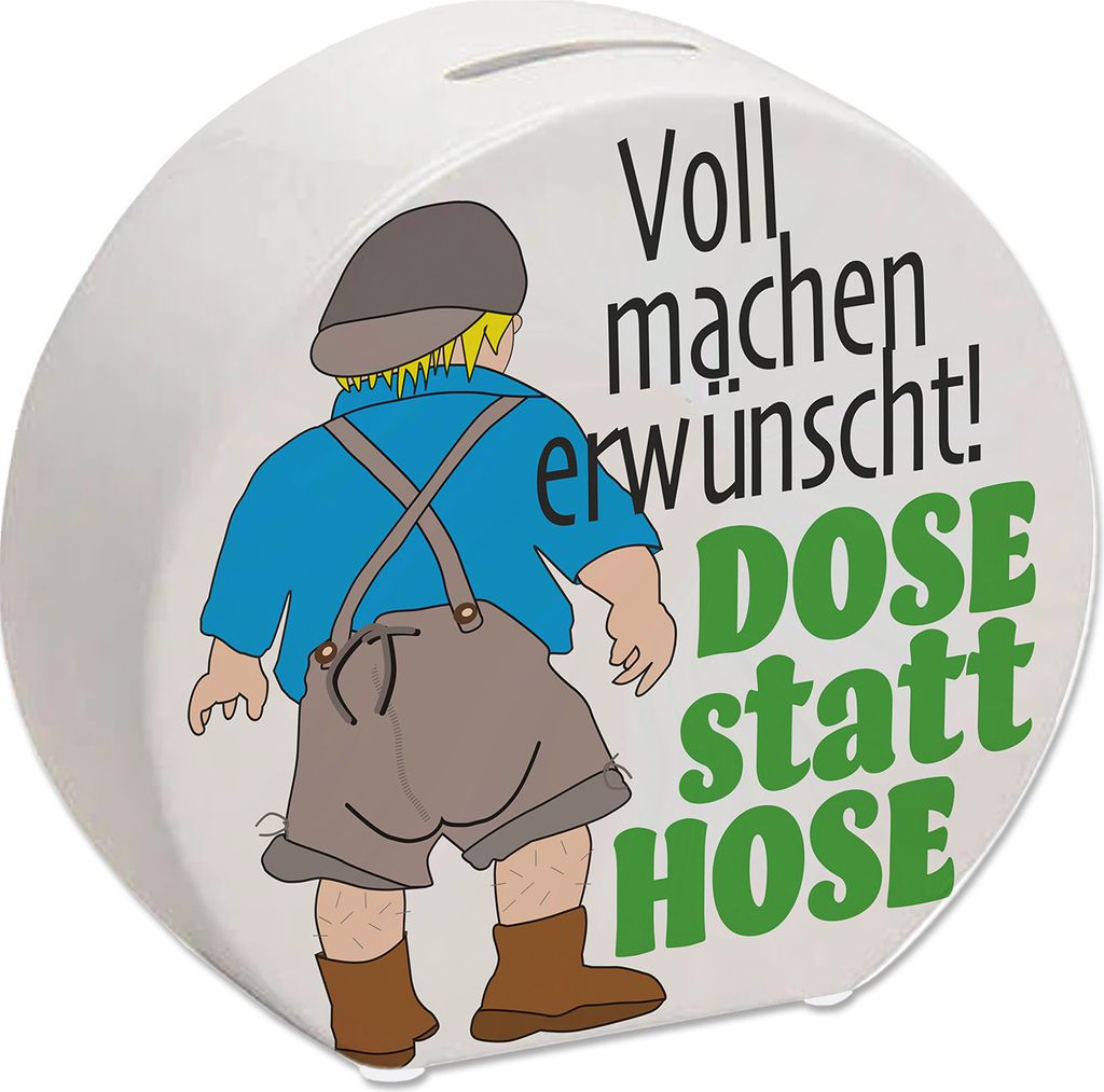 Volle Lederhose Spardose mit Spruch - Dose statt Hose