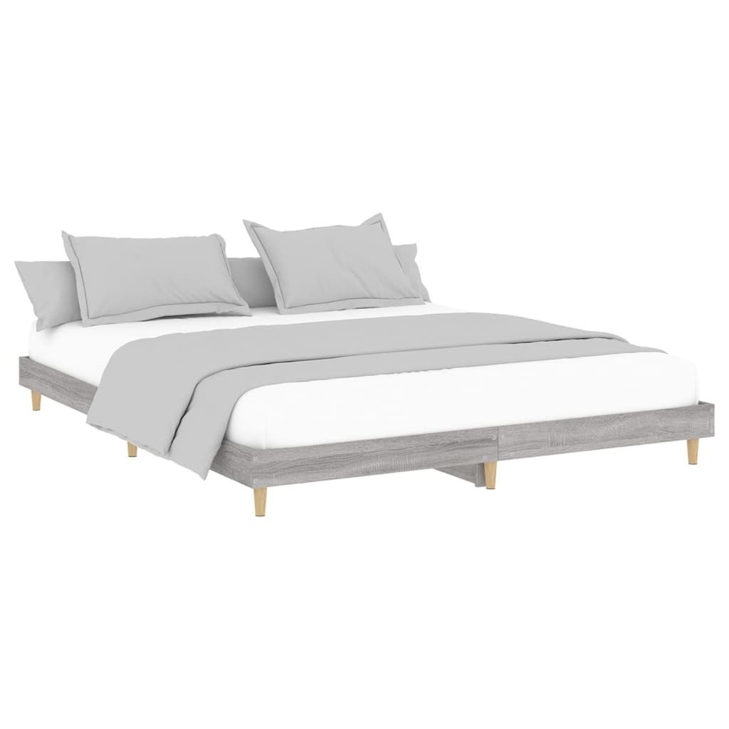 (Robust Möbel) Bettgestell Grau Sonoma 200x200cm Holzwerkstoff - CL948102 - Klassische BettenJugendbett Tagesbett