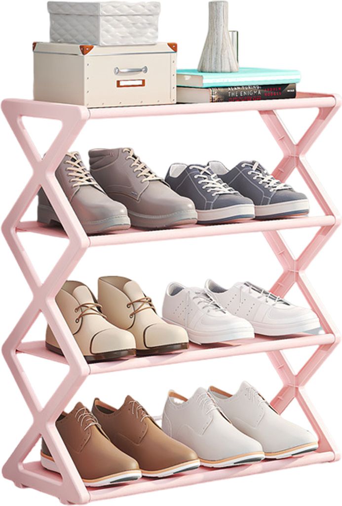 Schuhregal, abnehmbar, 4 Ebenen, große Kapazität, stabile Struktur, Schrank, Eingangsbereich, Schuhregal, Schlafzimmer, Schuh-Organizer, freisteh...