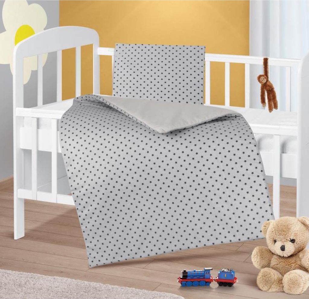 Bettdecke und Kopfkissen für Säuglinge - 75x100 cm, 42x32 cm - Grau