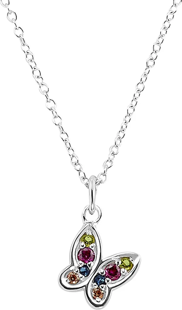 Collier papillon argent 925 anti-allergie et zirconium durable enfant