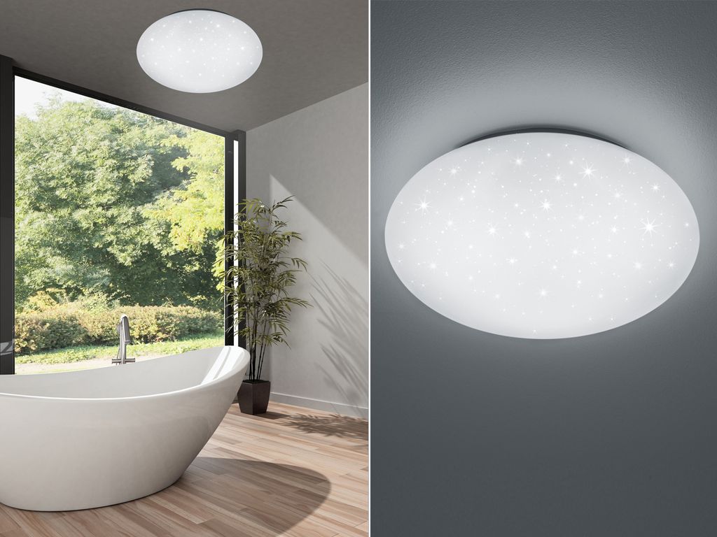 Trio LED Deckenleuchte PAOLO Ø 37cm Weiß mit Sterneneffekt