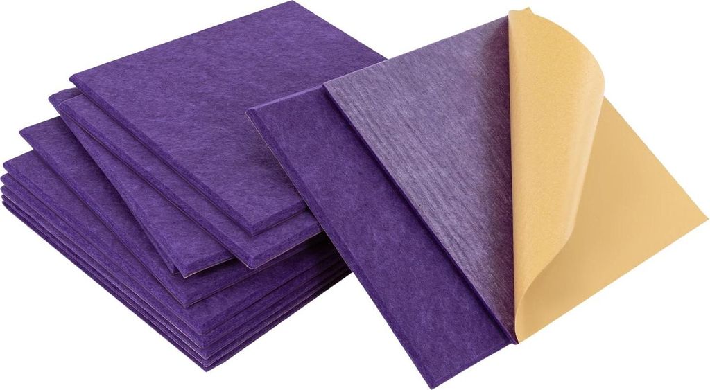 Akustikpaneele - Wandpaneele aus Schaumstoff - 12er Set - 30×30 cm - 9 mm Stärke - Schallabsorbierendes Polyester - Abdeckung ca. 1,08 m² - Lila