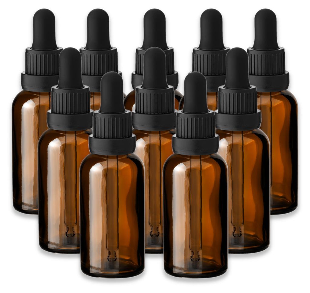 10x Braune Glasflasche 30 ml mit schwarzer Pipette leer zum Befüllen