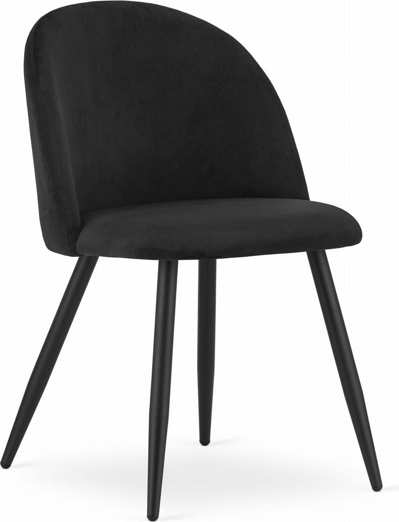 Esszimmer, Wohnzimmer, Bürostuhl BELLO 4 Stück Samt schwarz / Beine schwarz