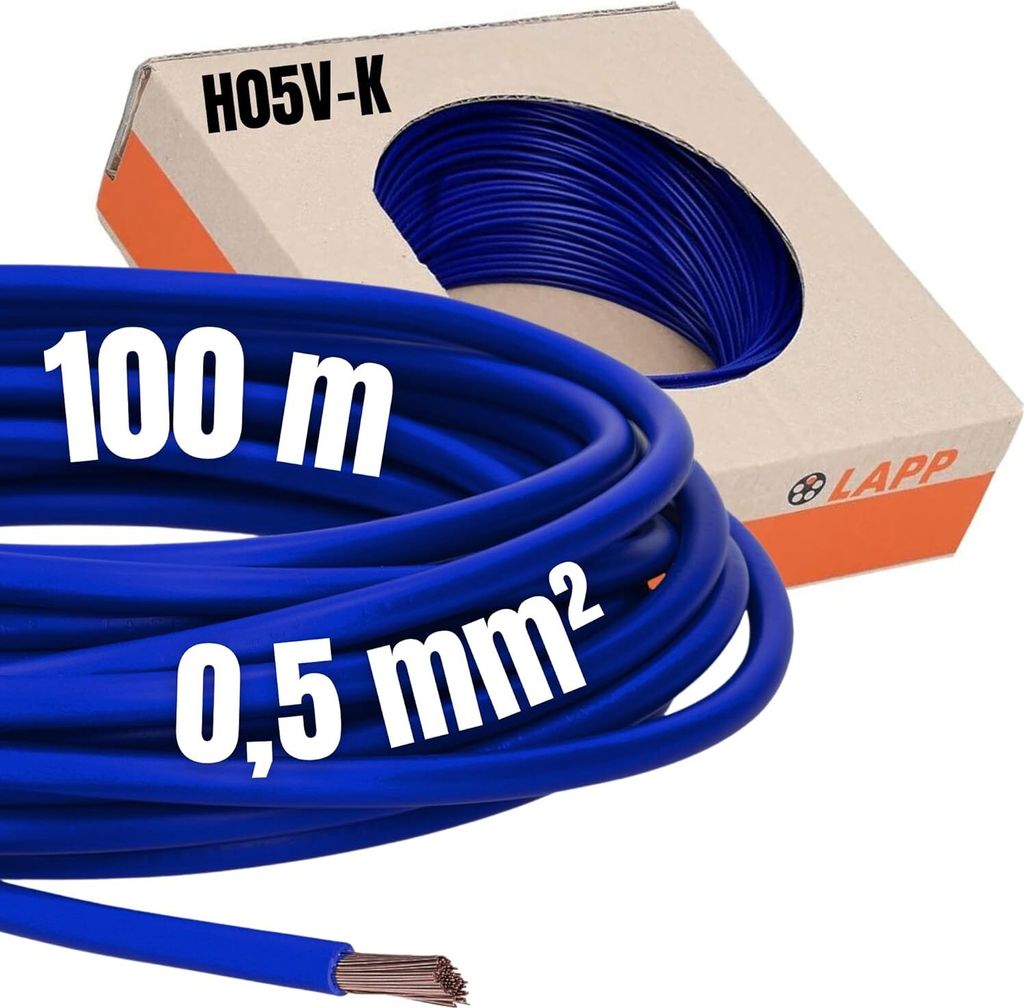 Lapp Kabel PVC Leitung H05V-K 1 x 0,5mm² 100m Ultramarineblau