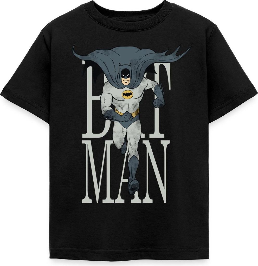 Spreadshirt Batman Rennt Durch Die Nacht Kinder T-Shirt, 110/116 (5-6 Jahre), Schwarz