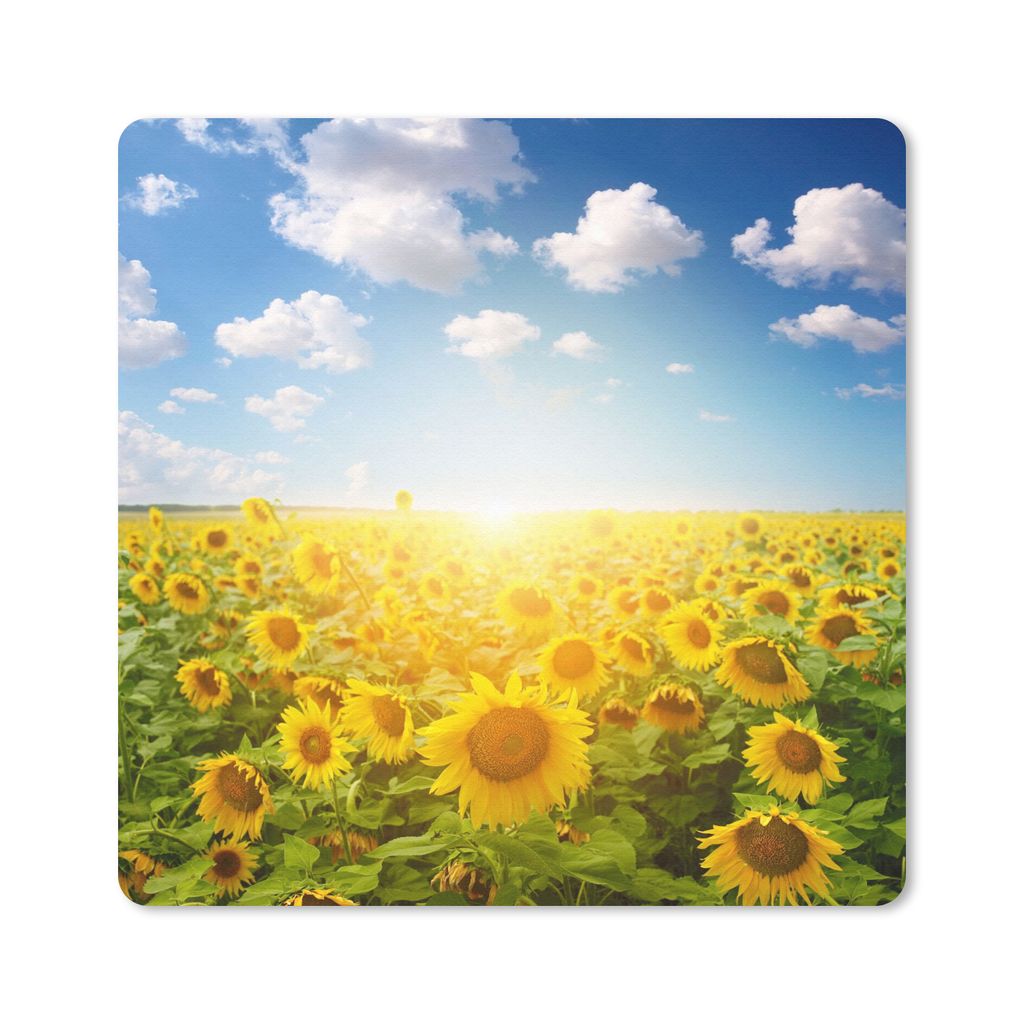 MuchoWow Mauspad Mousepad Sonnenblume - Sonne - Wolken 20x20 cm - Mousepads - Maus Mat - Pad - Mausunterlage - Desk Mat - Bureauartikeln