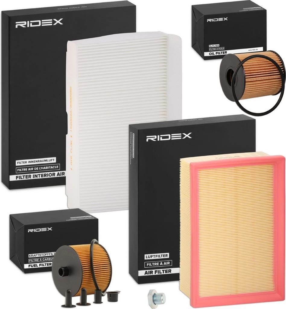 RIDEX Filterset Inspektionspaket Filtersatz passend für PEUGEOT 307 CC (3B) 307 (3A/C) 307 SW (3H) 307 Break (3E) für CITROËN C4 I (LC)