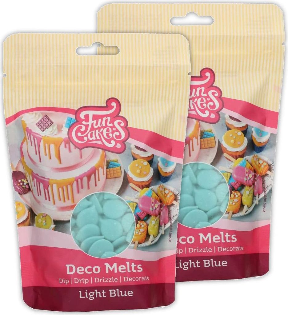 AOS Set | Doppelpack Funcakes Deco Melts Hellblau - Light Blue | 2er-Pack enthält 2x 250g (500g) | Tauchen, drippen, dippen und dekorieren! In der...