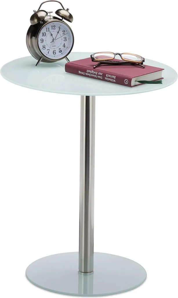 Table d'appoint en verre et acier inoxydable - Modèle Design Cristal 50cm