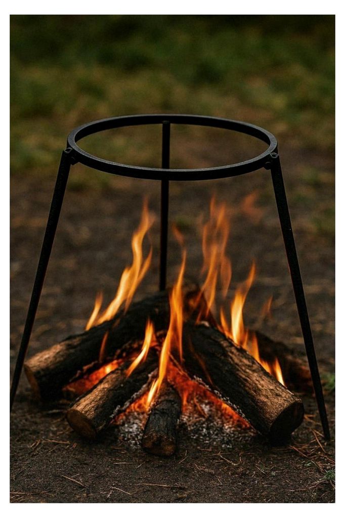 Dreibeingrill - Ø 32 cm - Zubehör für Feuerstellen - Outdoorküche - Feuerschale - Dreibein - Schwarz