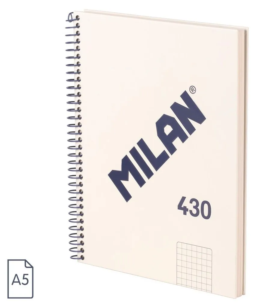 Carnet de Notes A5 Quadrillé Beige Milan 80 Feuilles Papier Premium