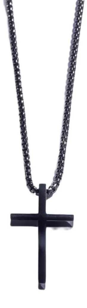 Collier Cross en acier noir MCGN5048B : bijou intemporel pour homme