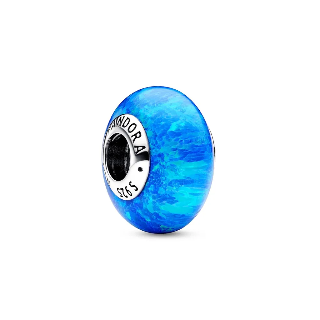 Pendentif Charm Irisé Bleu Profond Argent 925 Style Océan pour Femme