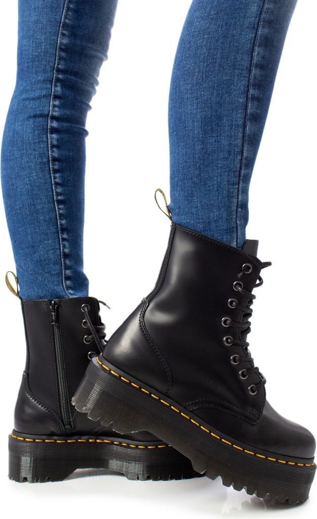 Schwarze Uni Stiefelette mit Plateau & Reißverschluss für Produktbild 