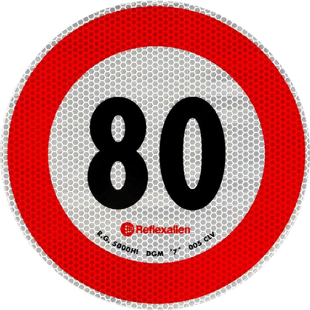 Reflektierender Aufkleber Lamp Geschwindigkeitsbegrenzung 80 Km/H Schild B-33