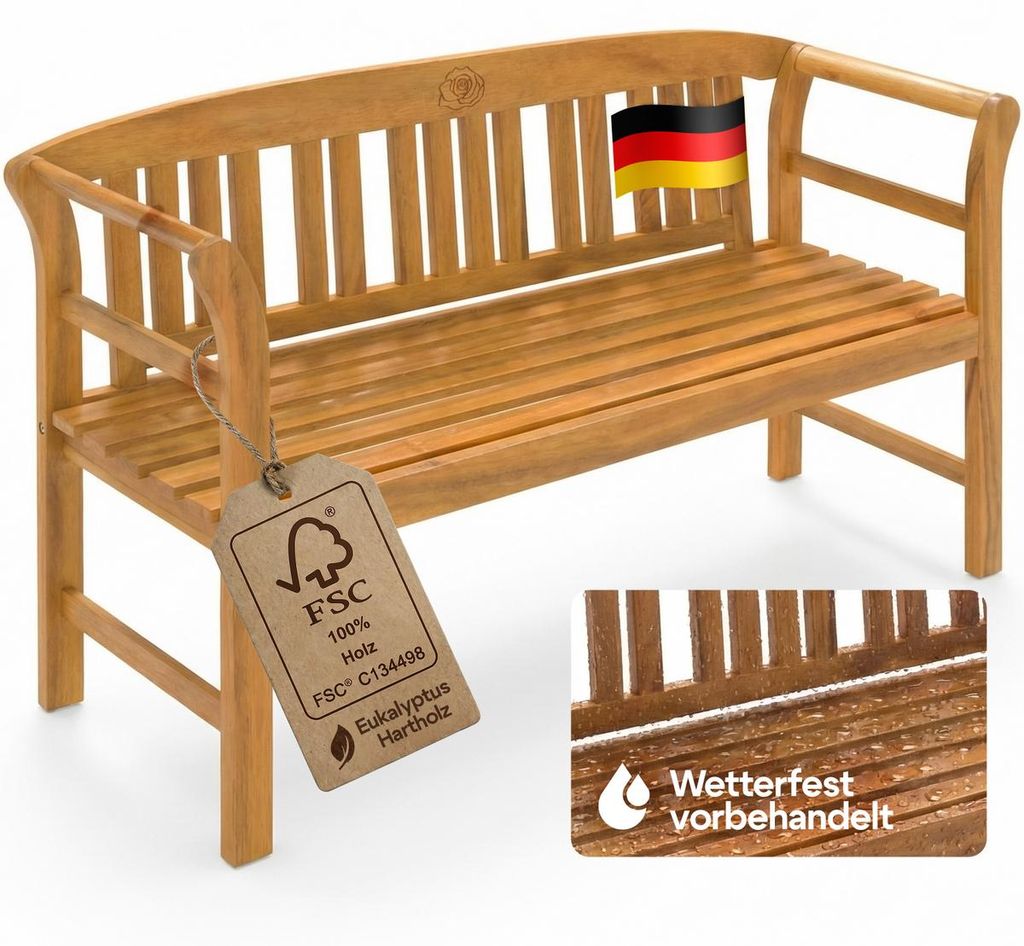 CASARIA® Gartenbank Wetterfest Holz FSC®-zertifiziert 480kg Produktbild 
