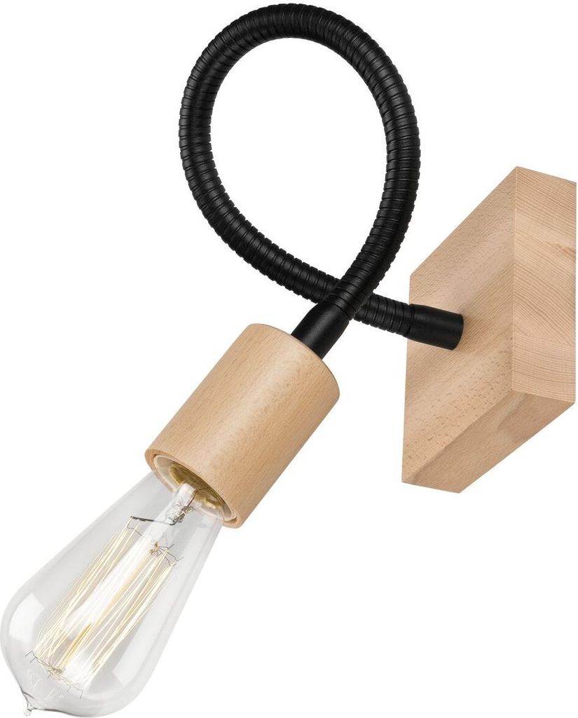 Flexible Wandlampe Metall Holz E27 Modern vielseitig KASSIDY Leselampe Wandleuchte Bett Wohnzimmer