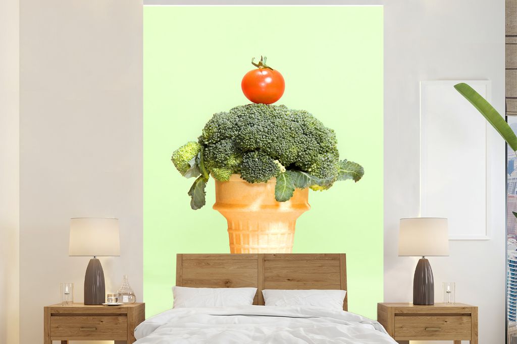 MuchoWow Fototapete für Wohnzimmer oder Schlafzimmer Wandtapete Vinyl Motivtapete Gesundes Speiseeis - 160x240 cm - Vinyltapete
