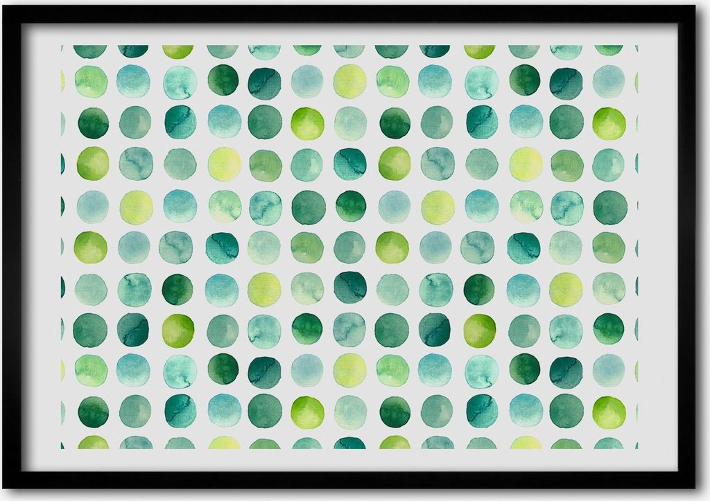 Bild - Bilderrahmen - 100 cm x 70 cm - MDF - Rahmen - Foto - Wandkunst grüne Punkte